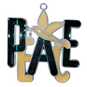 Vintage Handmade Stained Glass Peace Dove Suncatcher Christmas Ornament